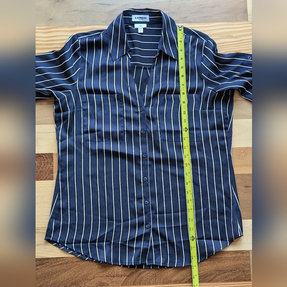 Express navy pinstripe button down top - Picture 5 of 6